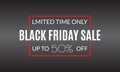 Black Friday sale banner. Price off discount background for flyer, web, fashion, clearance design. Vector illustration Royalty Free Stock Photo